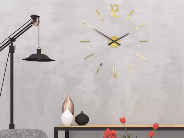 Large wall clock, CARLO 29,53", Gold Mirror, Wall Sticker, Wall Decal, Shape Mirror