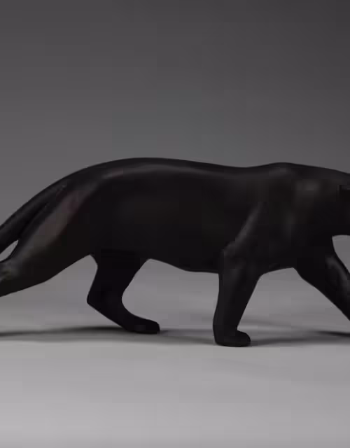 Panther Jaguar Black Sculpture Decor by John Perry Jaguar 12 inches long Free standing